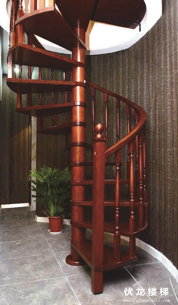 【产品7】实木整体旋转楼梯-复式阁楼楼梯
